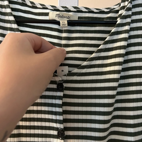 Madewell Button Front V-neck tee in stripe - Picture 2 of 3